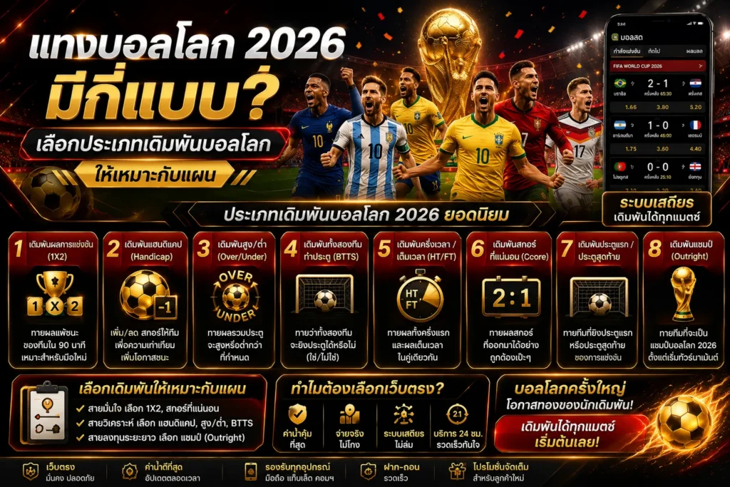 แทงบอลโลก 2026 มีกี่แบบ